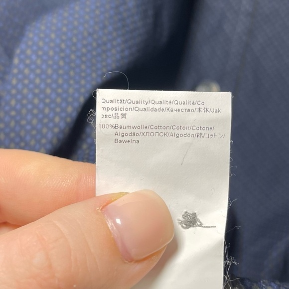 Hugo Boss Men's Navy micro polka dot long sleeve button down shirt in size M - Picture 6 of 8